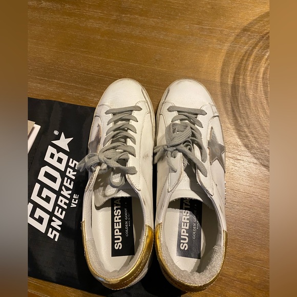 Golden Goose Superstar Sneakers; size 40; White-Gold-Silver. Worn once! - Picture 8 of 8